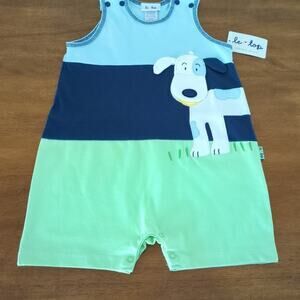 Le to baby/toddler boy's Dog applique Romper organic cotton size 24M NEW W Tags